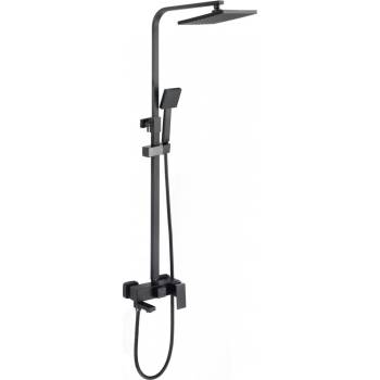 Inter Ceramic Душ система със стационарен и подвижен душ ЯСМИНА 8866mb, регулируема височина, черен мат (8866mb)