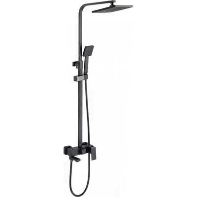 Inter Ceramic Душ система със стационарен и подвижен душ ЯСМИНА 8866mb, регулируема височина, черен мат (8866mb)
