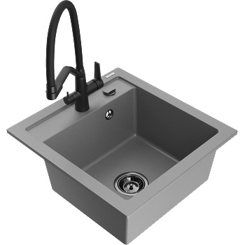 Mexen Vito гранитна мивка с 1 отделение и кухненски смесител Duo, сива - 6503-71-671701-70-B (6503-71-671701-70-B)