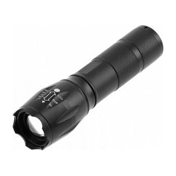 GTV Flashlight Pocket Flashlight SOS Zoom Battery Operated 3xAAA 1.5V, 5W, 300LM, 6400K, 200m, IP44, Black