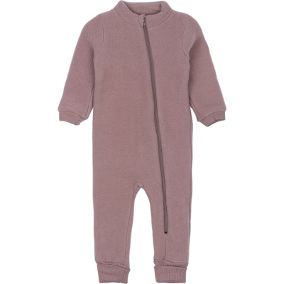 Merino kombinéza na zips bez kapucne ružová Twilight Mauve Mikk Line