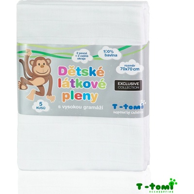 T-tomi TETRA plienky EXCLUSIVE COLLECTION biele 70 x 70 5 ks