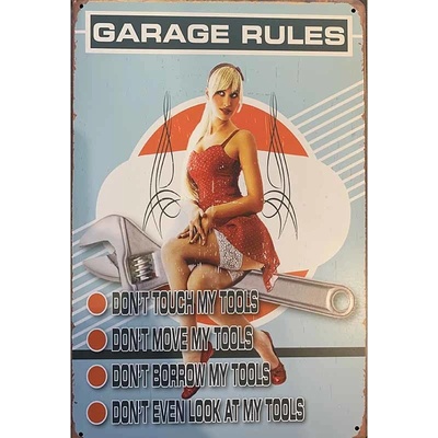 Ceduľa Garage Rules