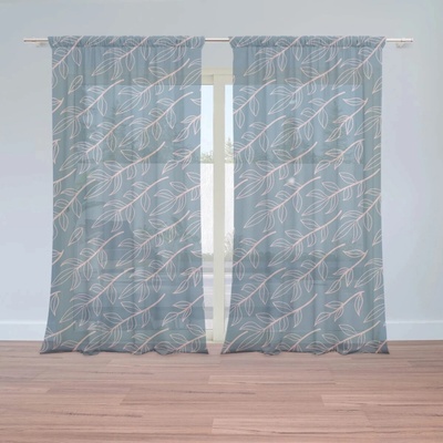 Sablio Záclony Ružové maľované lístky: 2ks 150x250cm