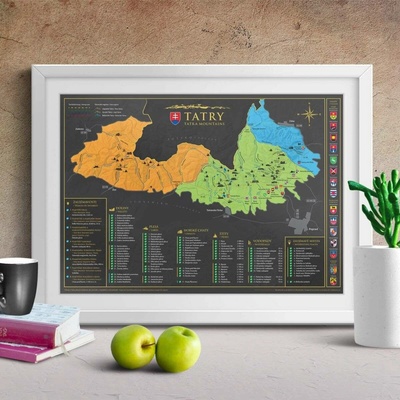 Stieracia mapa Západné, Belianske a Vysoké Tatry - veľkosť A3