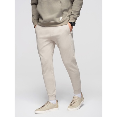 Ombre Clothing Мъжки суитшърт BASIC jogger с ребрирован край - светло бежово V1 OM-PABS-0305 Ombre Clothing Ombre Clothing | Siv | МЪЖЕ | S