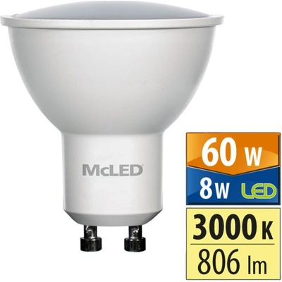 MCLED žárovka LED 8W-60 GU10 3000K 100°