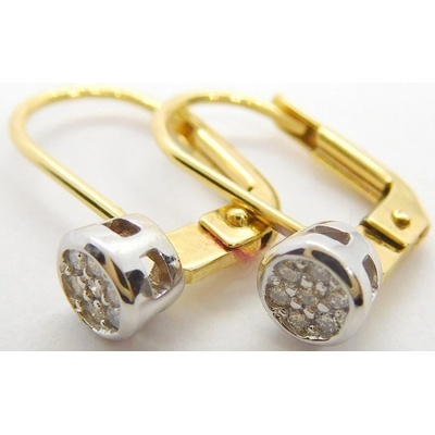 Klenoty Budín Diamantové zlaté náušnice s diamanty (bílé a žluté zlato) 585/1,73gr BO185 HKD63