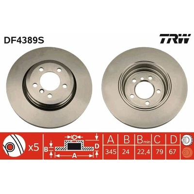 TRW Brzdový kotúč DF4389S sada 2 ks