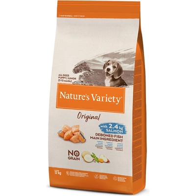 Nature's Variety 2x12кг Junior Original No Grain Nature's Variety, суха храна за кучета - със сьомга