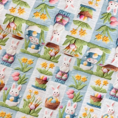 Bavlna digital – Zajíci patchwork