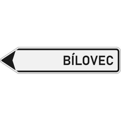 Dopravní značka IS4b Směrová tabule vlevo s jedním místním cílem