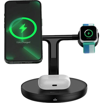 Baseus Swan 3-in-1 Magnetic Wireless Qi Charging Stand 20W (WXTE000001) - тройна поставка (пад) за безжично зареждане за iPhone с Magsafe, Apple Watch, AirPods и Qi съвместими мобилни устройс