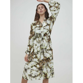 ICHI Кафяво-бяла рокля на цветя с вратовръзка ICHI ICHI | Byal | ЖЕНИ | XS