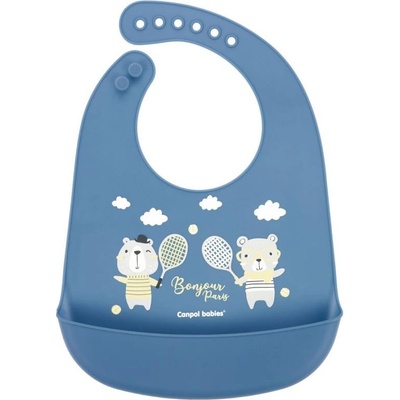 Canpol babies bryndák silikonový s kapsou Bonjour Paris modrá – Sleviste.cz
