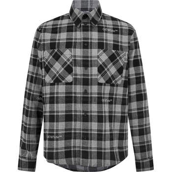 Image 1 of OFF WHITE Риза с дълъг ръкав OFF WHITE Men's Check Plaid Cotton Long Sleeve Shirt - Black Grey