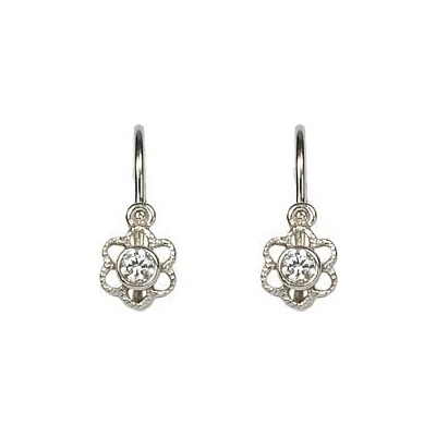 Infinitysilver stříbrné dětské náušnice kytičky s bílým zirkonem VE197