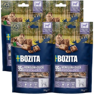 BOZITA Meaty Bites kachna a zvěřina pro psy 4 x 70 g