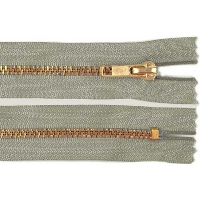 Zdrhovadlo zip mosazný 18cm nedělitelný 6mm khaki