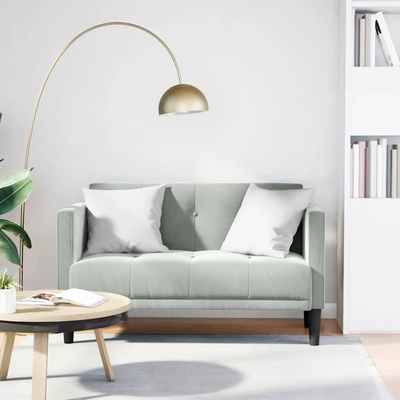 vidaXL Loveseat Sofa 111 cm samet světle šedá