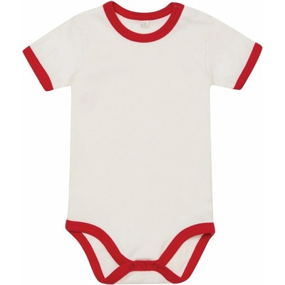 Babybugz Dvoubarevné dětské body s krátkým rukávem Bílá červená