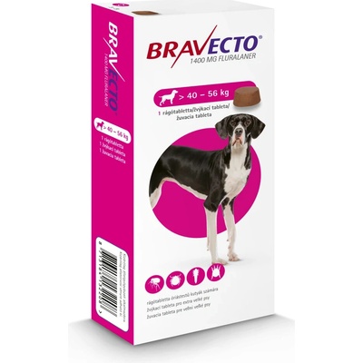 Bravecto Dog XL 1400 mg žuvacie tablety pre veľmi veľké psy od 40 do 56 kg 1 tbl.