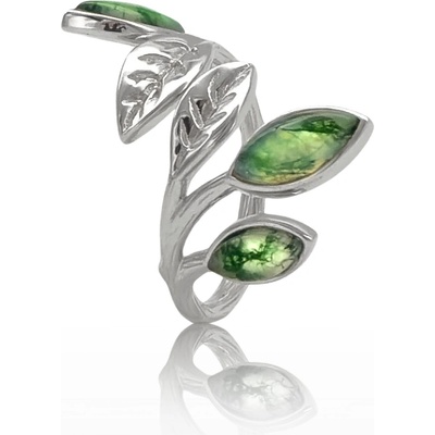 Majya Stříbrný prsten FLORENCE s mechovým achátem 11100 5