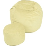 PUFRELAX Комплект, Барбарон и табуретка за крака, King Size - Lemon, Трансформира се в легло, 700л (PUF-M-KO-PT-LE) - topmall