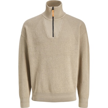 JACK & JONES Men's JJ Half-Zip Knitted Fleece - Crockery