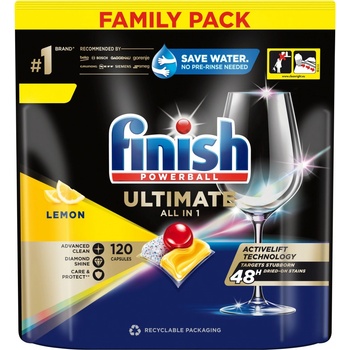 Finish Ultimate All in 1 Lemon Sparkle kapsle do myčky nádobí 120 ks