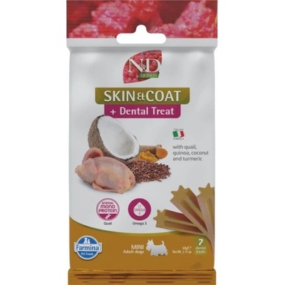 N&D QUINOA Dog Dental Snack Skin & Coat Quail Mini 60 g