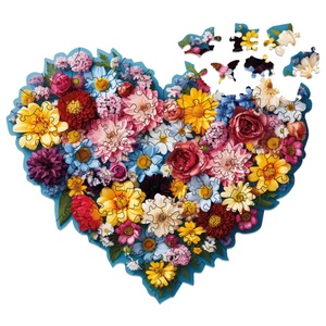 Milliwood Дървен пъзел Milliwood, Celebrating, 100 ч. - Цветно сърце (XS-FloralHeart-5080-C) - homeshop