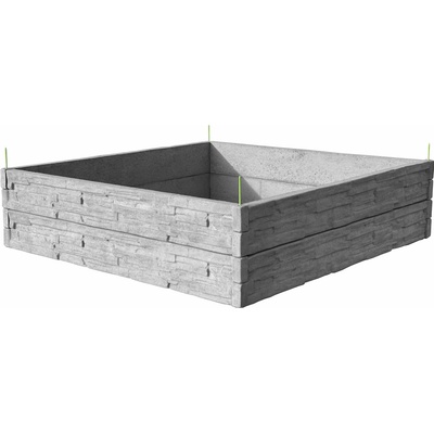 Barigadi Vyvýšený záhon betónový 200 x 200 cm výška 50 cm vzor štiepaný kameň prírodná šedá