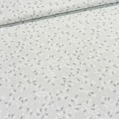 TextilCentrum.cz Směsové plátno 403004 TALCA GREY 91, šedé listy, š.140cm (látka v metráži)