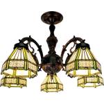 Brilagi - Tiffany витражен плафон EMERALD 5xE27/60W/230V Ø 60 cm (BG6608)
