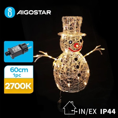 Aigostar-LED Vonkajšia vianočná dekorácia LED 3,6W 31 230V 2700K 60cm IP44 snehuliak AI0475