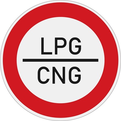 Dopravní značka B32 Zákaz vjezdu vozidel poháněných LPG nebo CNG