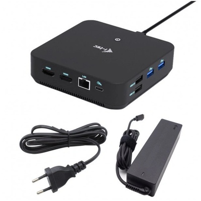 i-tec USB-C DP Dual HDMI Docking Station with Power Delivery 100 W + Universal Charger 100W Жичен USB 3.2 Gen 2 (3.1 Gen 2) Type-C Черен (C31TRIVIDPRO100W)
