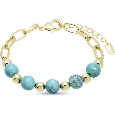 Biju Pozlacený náramek s tyrkysovými korálky 2997 2002997