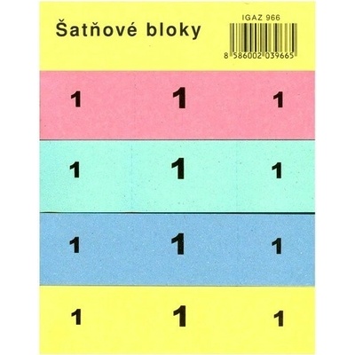 Igaz 966 Tombolové a šatňové lístky, 100 lístkov, farebný papier, 4 farby