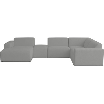 Scandic Сив ъглов диван от букле ("U" форма) Roxy - Scandic (U corner with small pouf left CM 3 grey)
