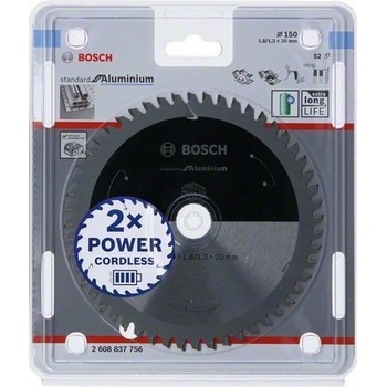 Bosch Pilový kotouč Standard for Aluminium pro akumulátorové pily 150 × 1,8/1,3 × 20 T52 2608837756