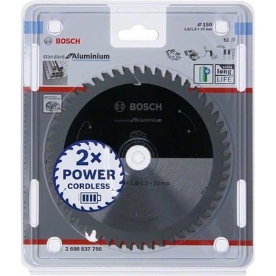 Bosch Pilový kotouč Standard for Aluminium pro akumulátorové pily 150 × 1,8/1,3 × 20 T52 2608837756
