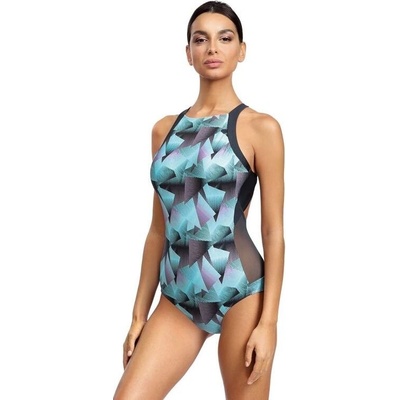 jednodielne plavky na šport Elen tyrkysovo-sivé