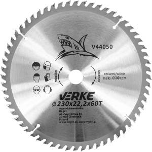 VERKE Режещ диск с твърдосплавни пластини 230x22, 2мм 60T 66347 (V44050)