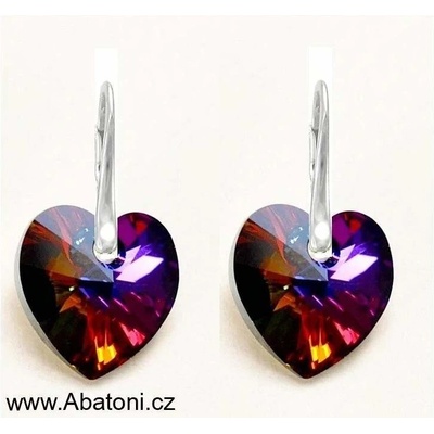 Swarovski Elements Heart krystal stříbrné visací oranžovo modré srdce srdíčka 31012.4 Volcano oranžová modrá duhová ohnivá