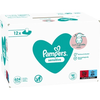 Pampers Sensitive мокри почистващи кърпички за деца за чувствителна кожа 12x52 бр