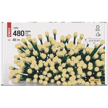 EMOS D5AW05 - Коледна светлина, 48m, 480 LED крушки "Cherry" TIMER, топла светлина /1605/ (D5AW05)
