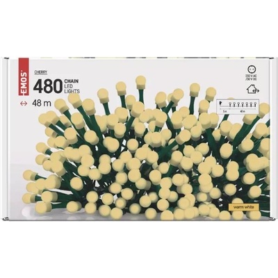 EMOS D5AW05 - Коледна светлина, 48m, 480 LED крушки "Cherry" TIMER, топла светлина /1605/ (D5AW05)