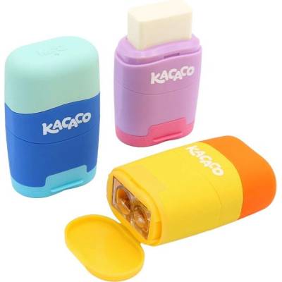 Struhadlo na tužky + guma M&G KACACO, dva otvory (mix 3 barev)
